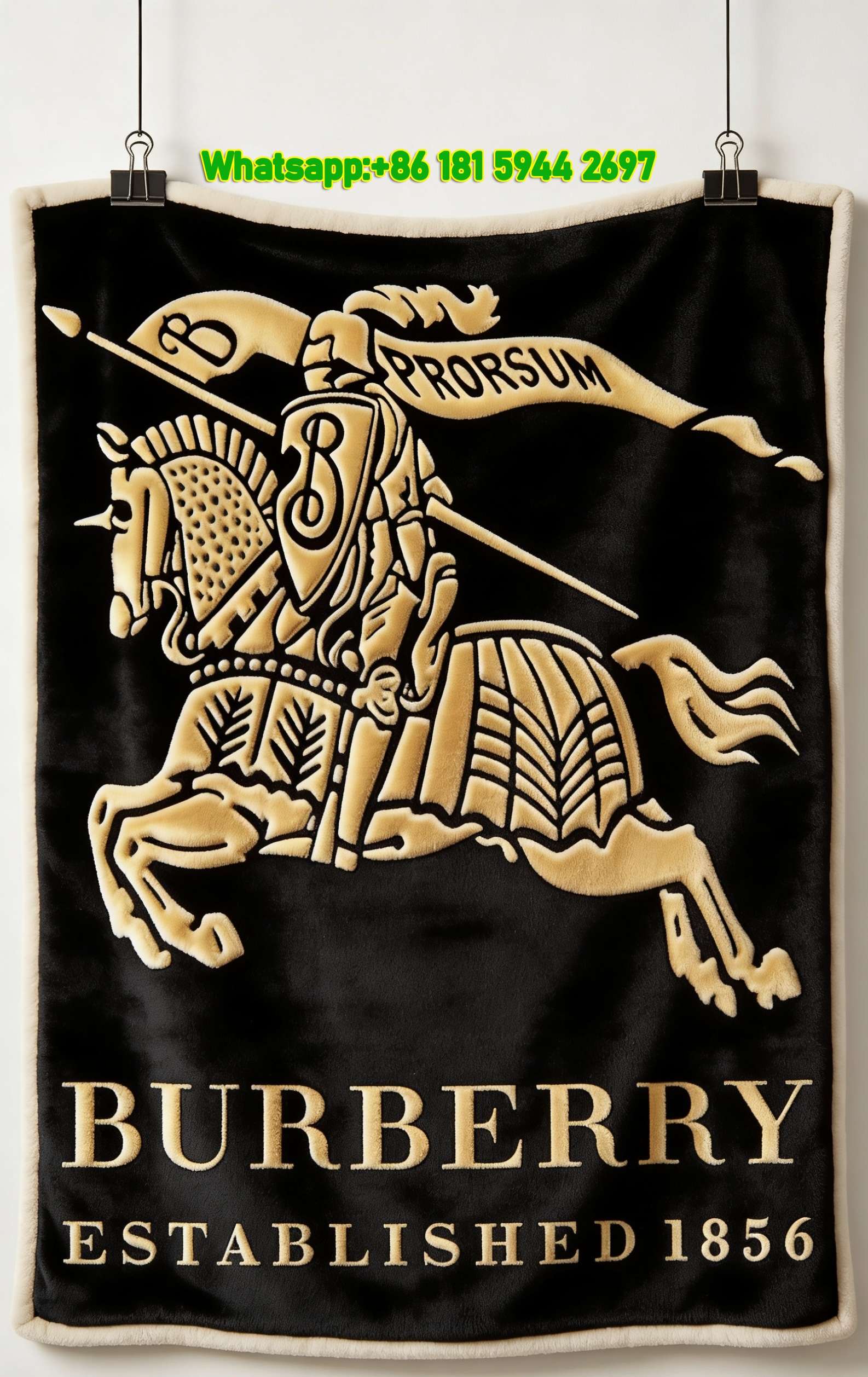 Burberry Equestrian Knight Flannel Throw Blanket B160